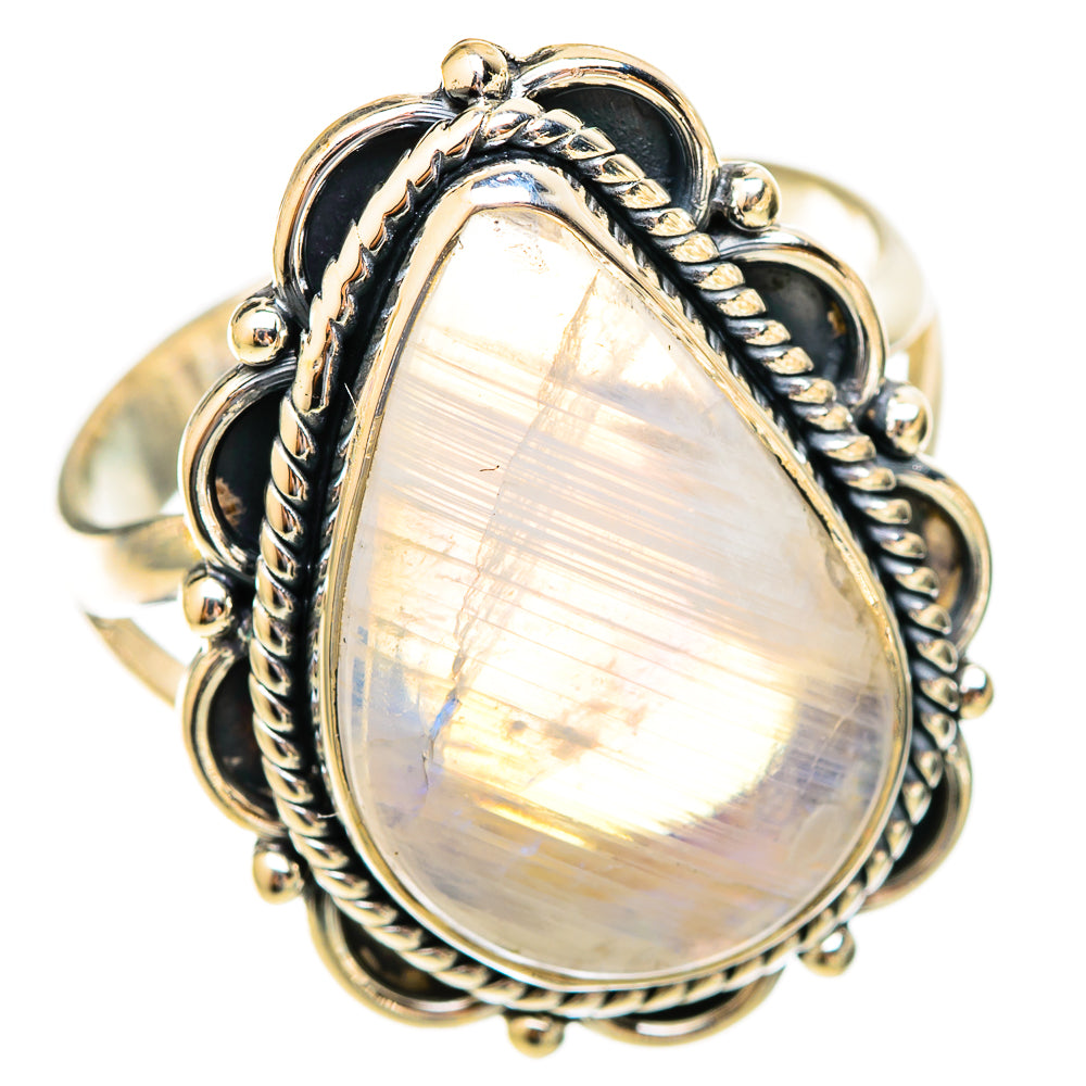 Rainbow Moonstone Rings handcrafted by Ana Silver Co - RING121696 - Photo 2