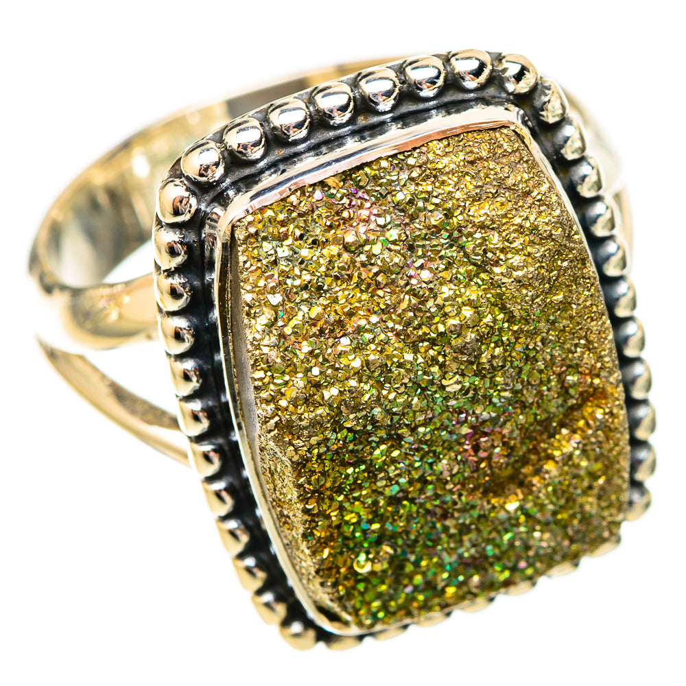 Spectro Pyrite Druzy Rings handcrafted by Ana Silver Co - RING121729 - Photo 2