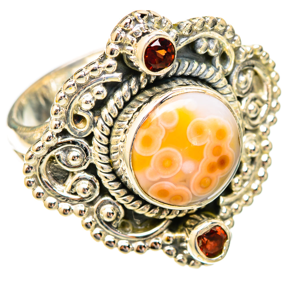 Fire Crab Agate Rings handcrafted by Ana Silver Co - RING121735 - Photo 2