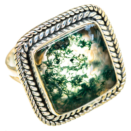 Green Moss Agate Rings handcrafted by Ana Silver Co - RING121813 - Photo 2