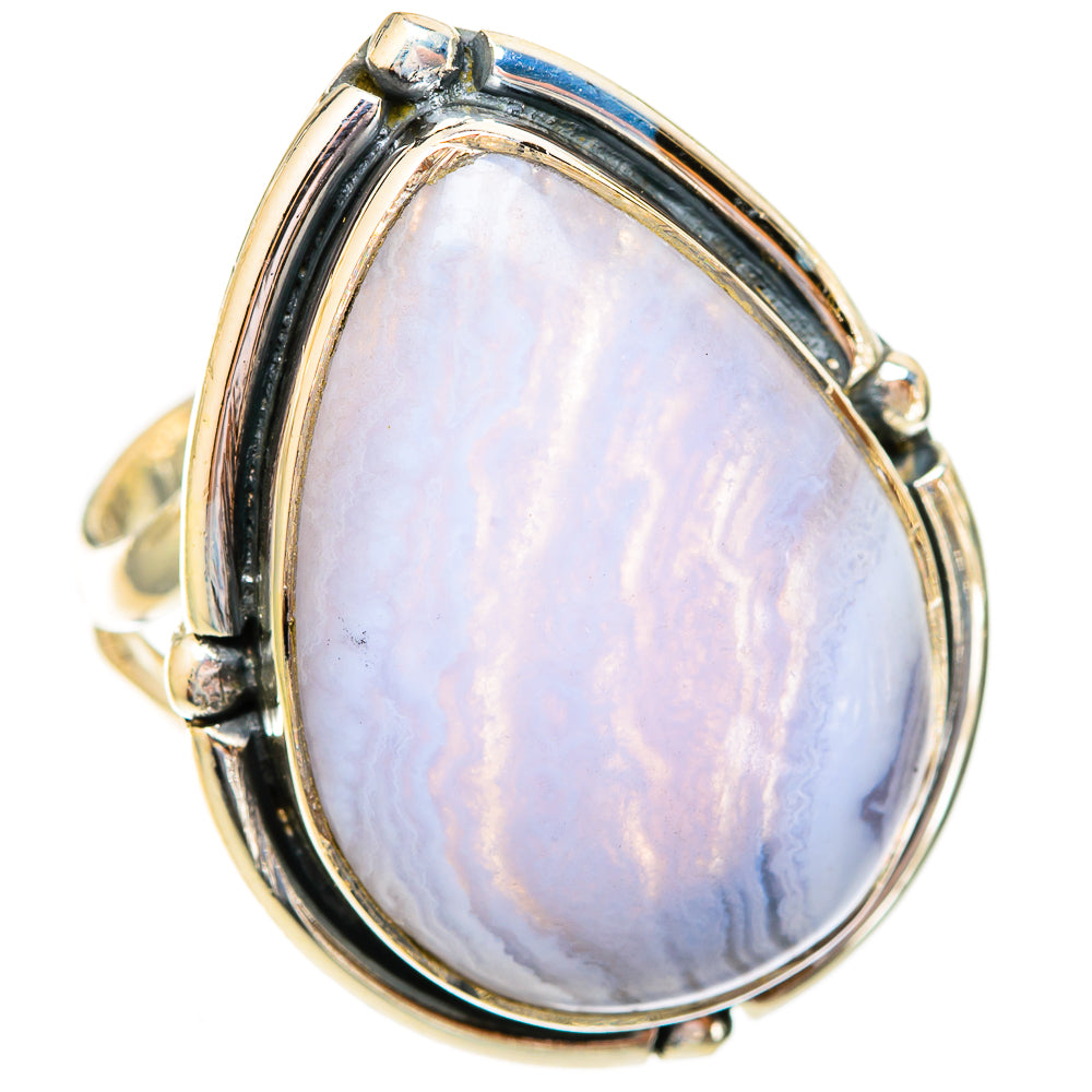 Blue Lace Agate Rings handcrafted by Ana Silver Co - RING121839 - Photo 2