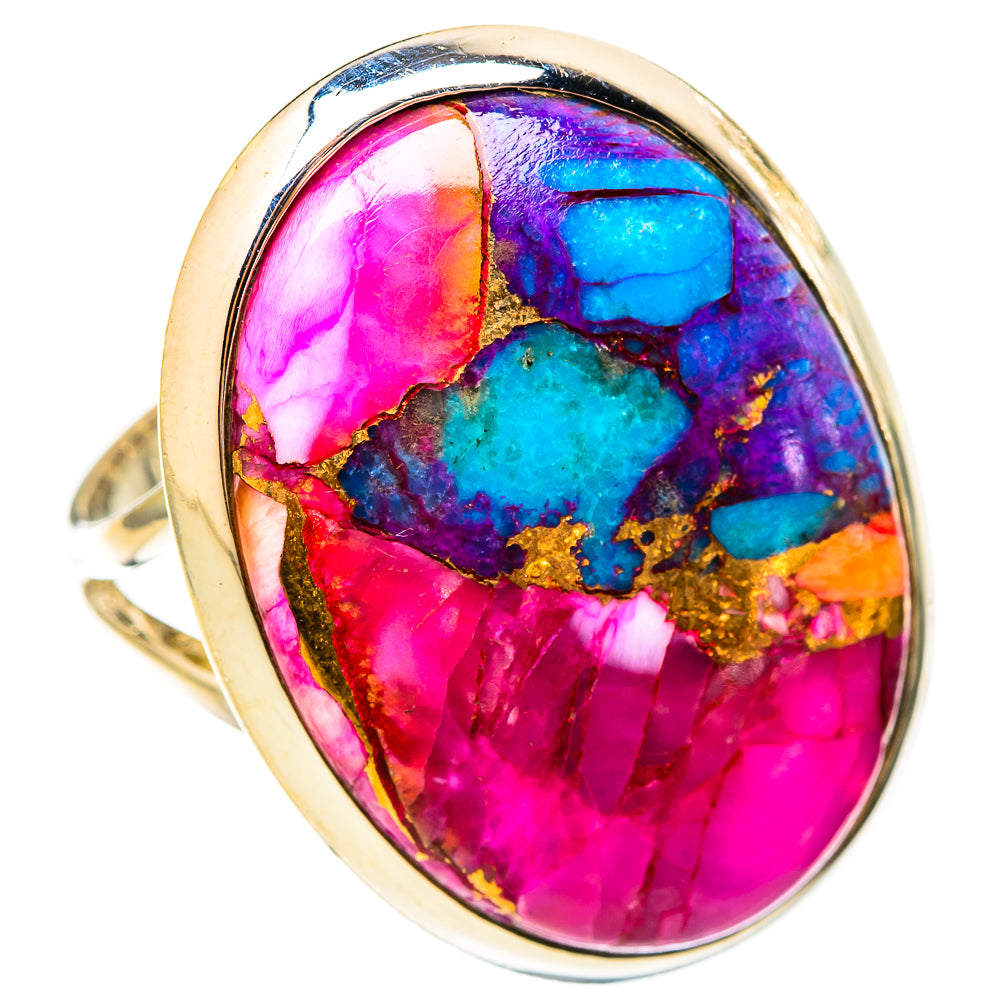 Kingman Pink Dahlia Turquoise Rings handcrafted by Ana Silver Co - RING121843 - Photo 2