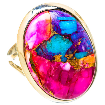 Kingman Pink Dahlia Turquoise Rings handcrafted by Ana Silver Co - RING121843 - Photo 2