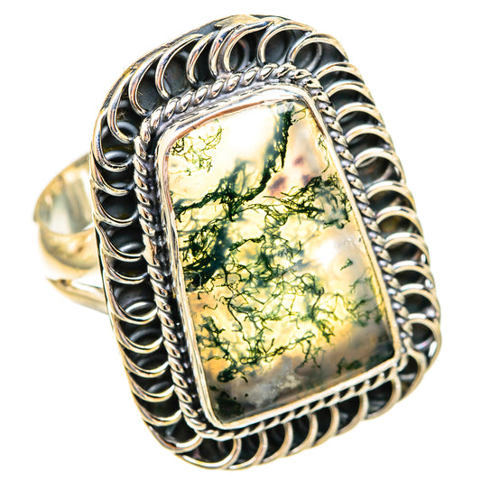 Green Moss Agate Rings handcrafted by Ana Silver Co - RING121864 - Photo 2