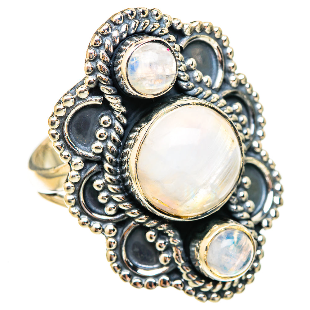 Rainbow Moonstone Rings handcrafted by Ana Silver Co - RING121892 - Photo 2