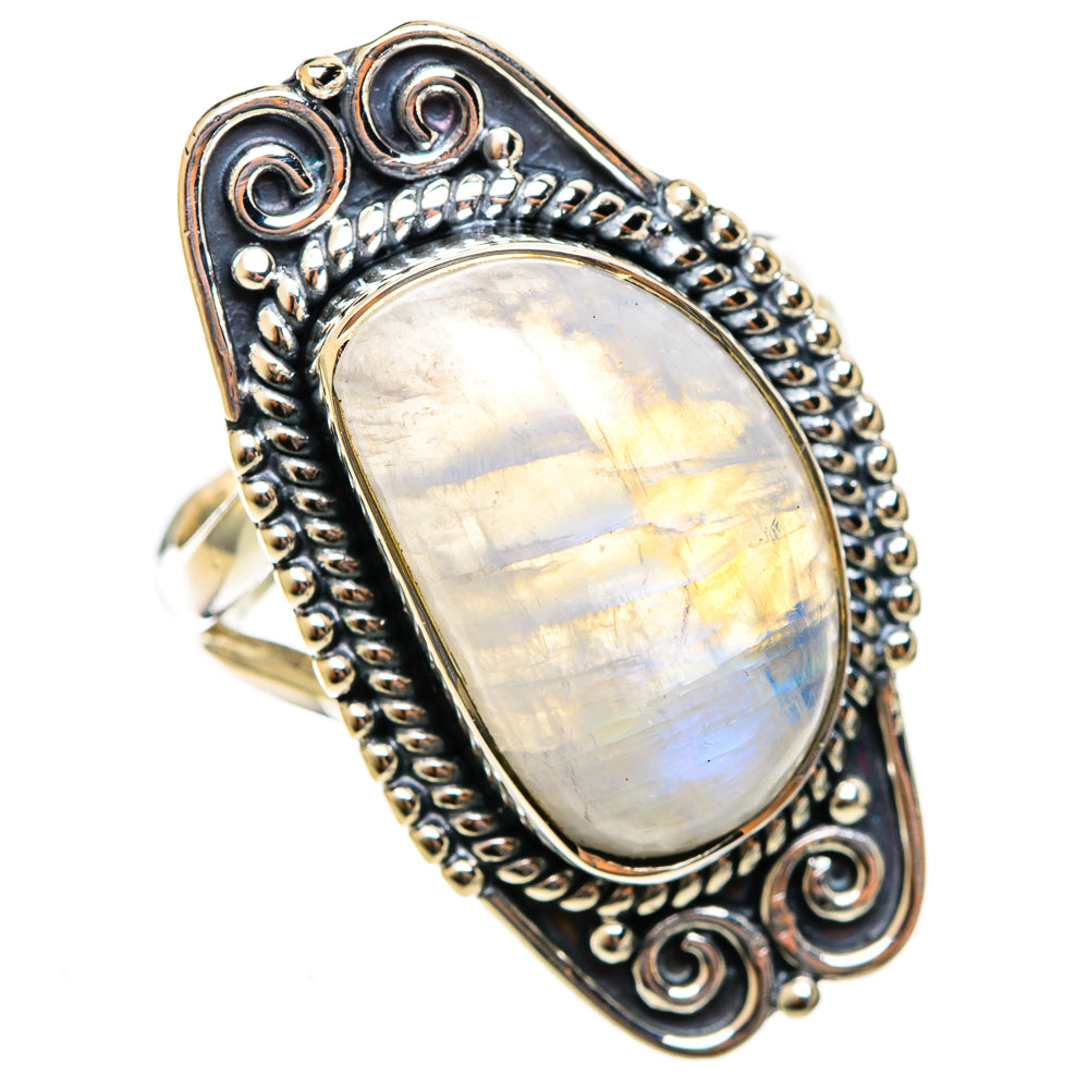 Rainbow Moonstone Rings handcrafted by Ana Silver Co - RING121960 - Photo 2
