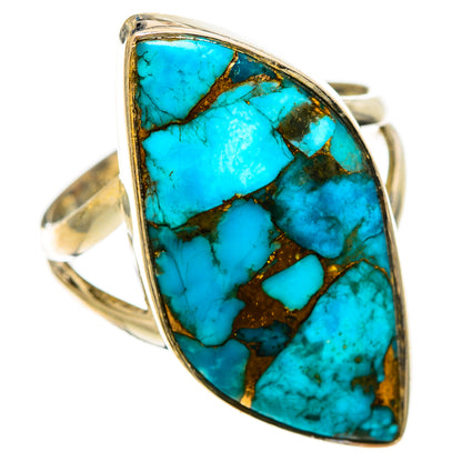 Blue Copper Composite Turquoise Rings handcrafted by Ana Silver Co - RING122000 - Photo 2