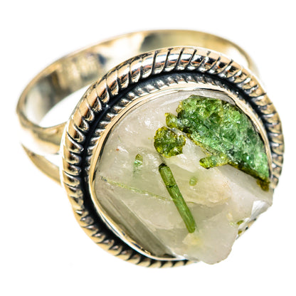 Green Tourmaline In Quartz Rings handcrafted by Ana Silver Co - RING122036 - Photo 2