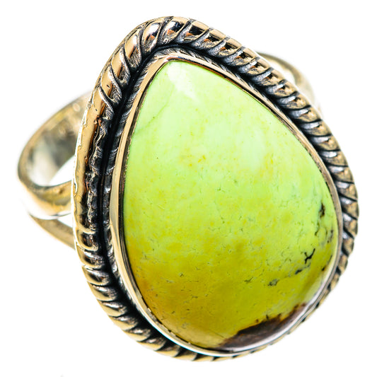 Lemon Chrysoprase Rings handcrafted by Ana Silver Co - RING122085 - Photo 2
