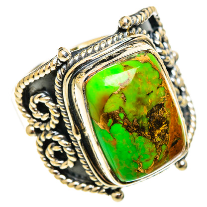Green Copper Composite Turquoise Rings handcrafted by Ana Silver Co - RING122086 - Photo 2