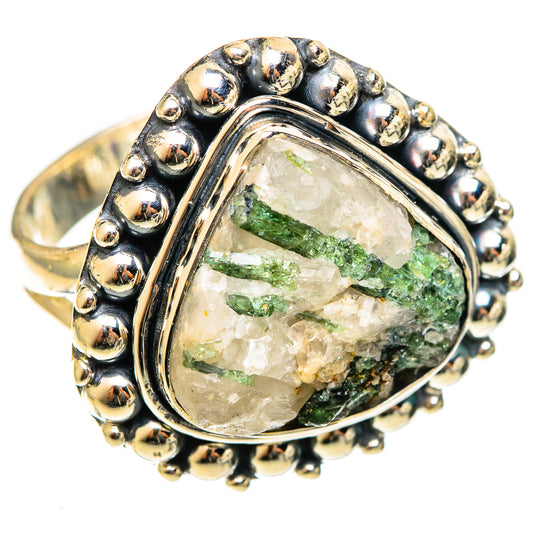 Green Tourmaline In Quartz Rings handcrafted by Ana Silver Co - RING122087 - Photo 2