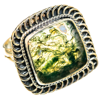 Green Moss Agate Rings handcrafted by Ana Silver Co - RING122088 - Photo 2