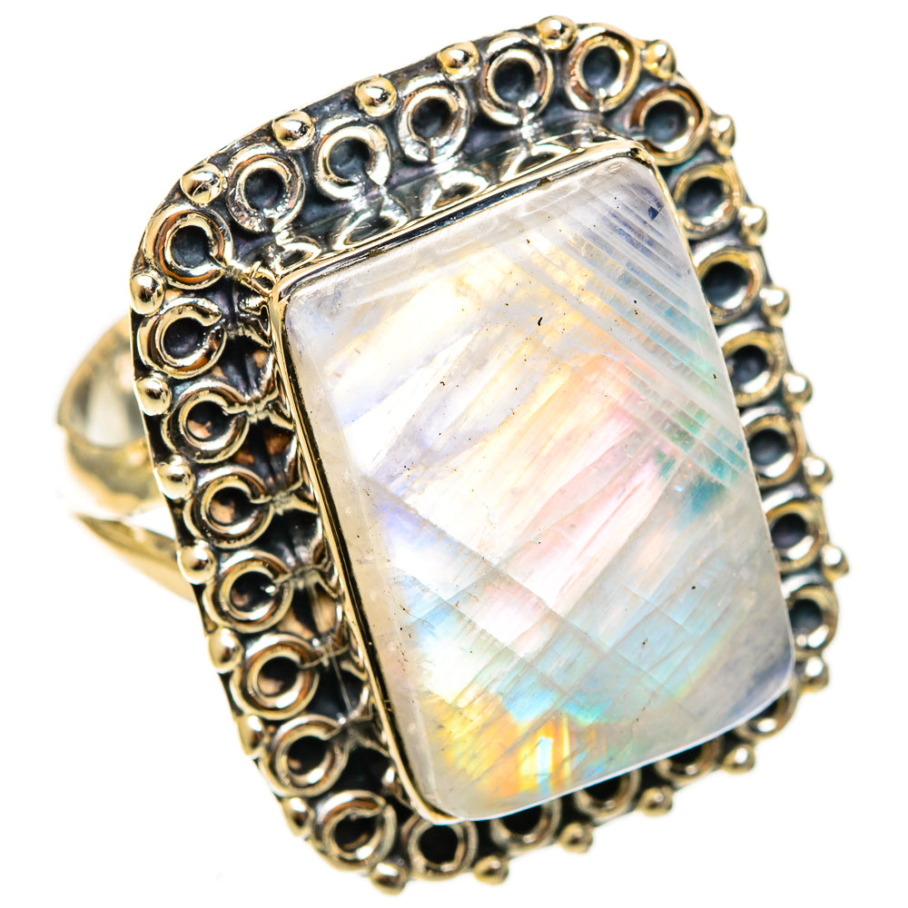 Rainbow Moonstone Rings handcrafted by Ana Silver Co - RING122110 - Photo 2