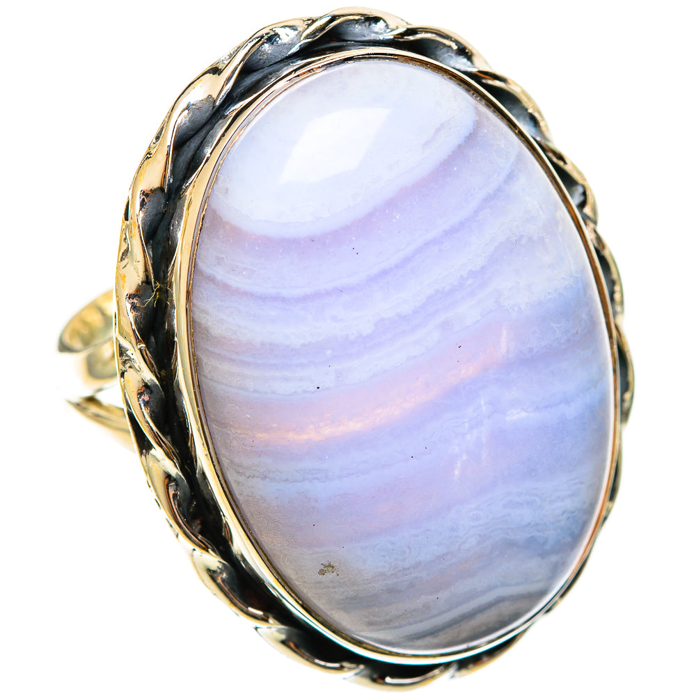 Blue Lace Agate Rings handcrafted by Ana Silver Co - RING122151 - Photo 2