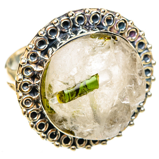 Green Tourmaline In Quartz Rings handcrafted by Ana Silver Co - RING122152 - Photo 2