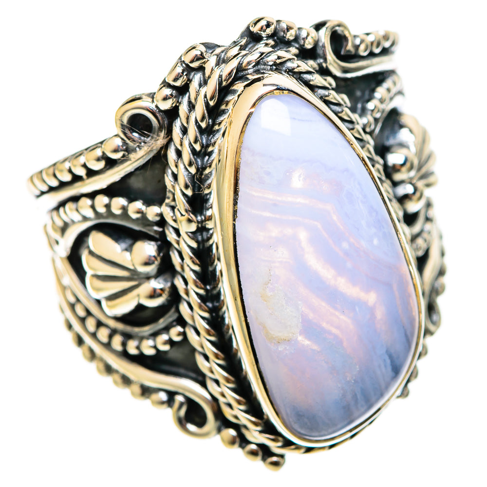 Blue Lace Agate Rings handcrafted by Ana Silver Co - RING122193 - Photo 2