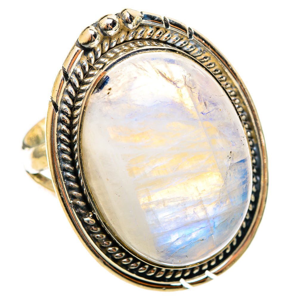 Rainbow Moonstone Rings handcrafted by Ana Silver Co - RING122194 - Photo 2