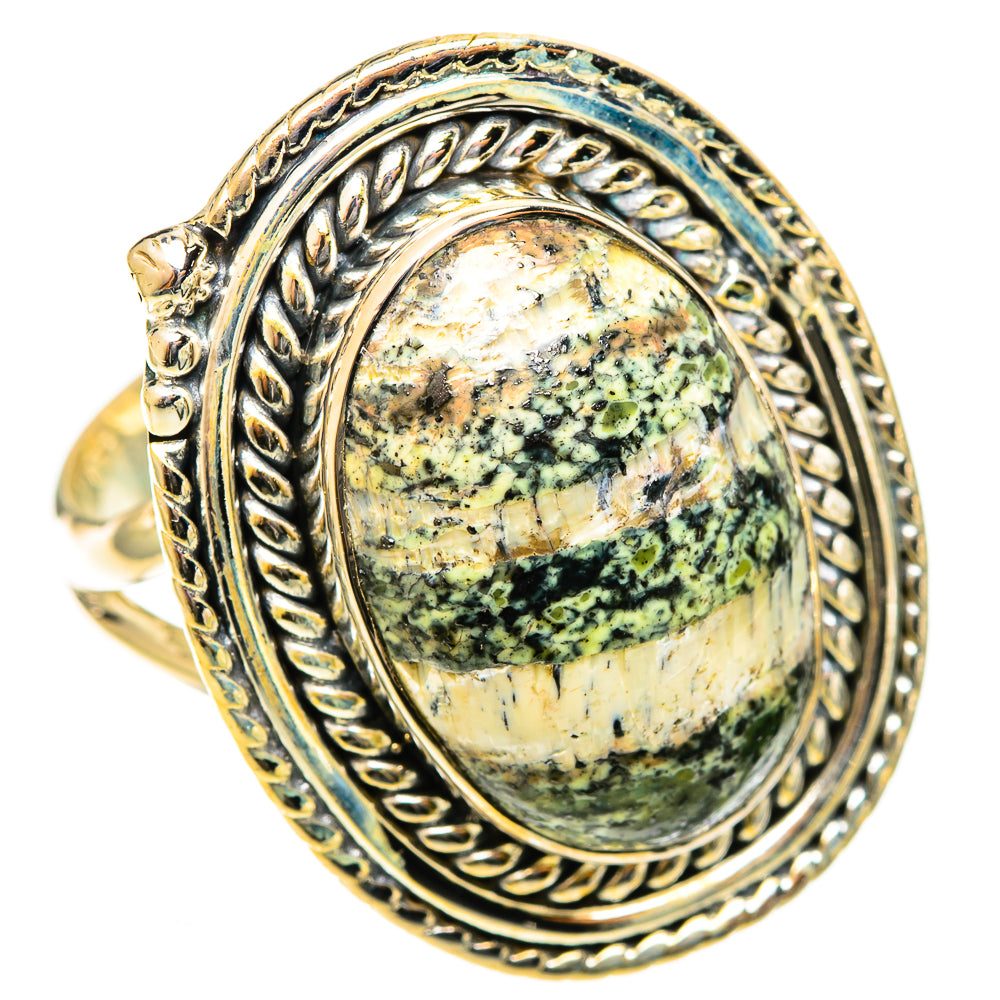 Green Swiss Opal Rings handcrafted by Ana Silver Co - RING122208 - Photo 2