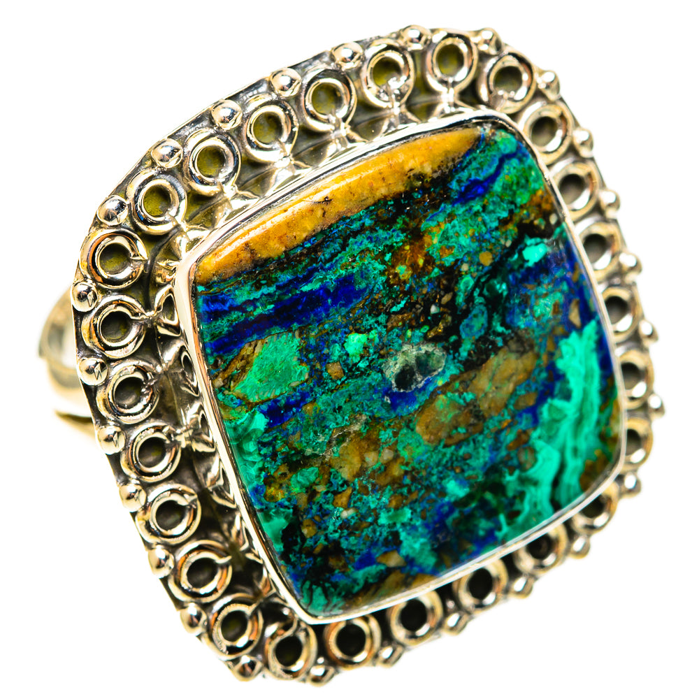 Azurite In Malachite Rings handcrafted by Ana Silver Co - RING122233 - Photo 2