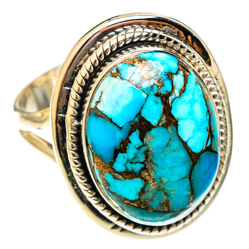 Blue Copper Composite Turquoise Rings handcrafted by Ana Silver Co - RING122259 - Photo 2
