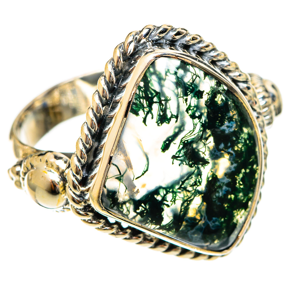 Green Moss Agate Rings handcrafted by Ana Silver Co - RING122267 - Photo 2
