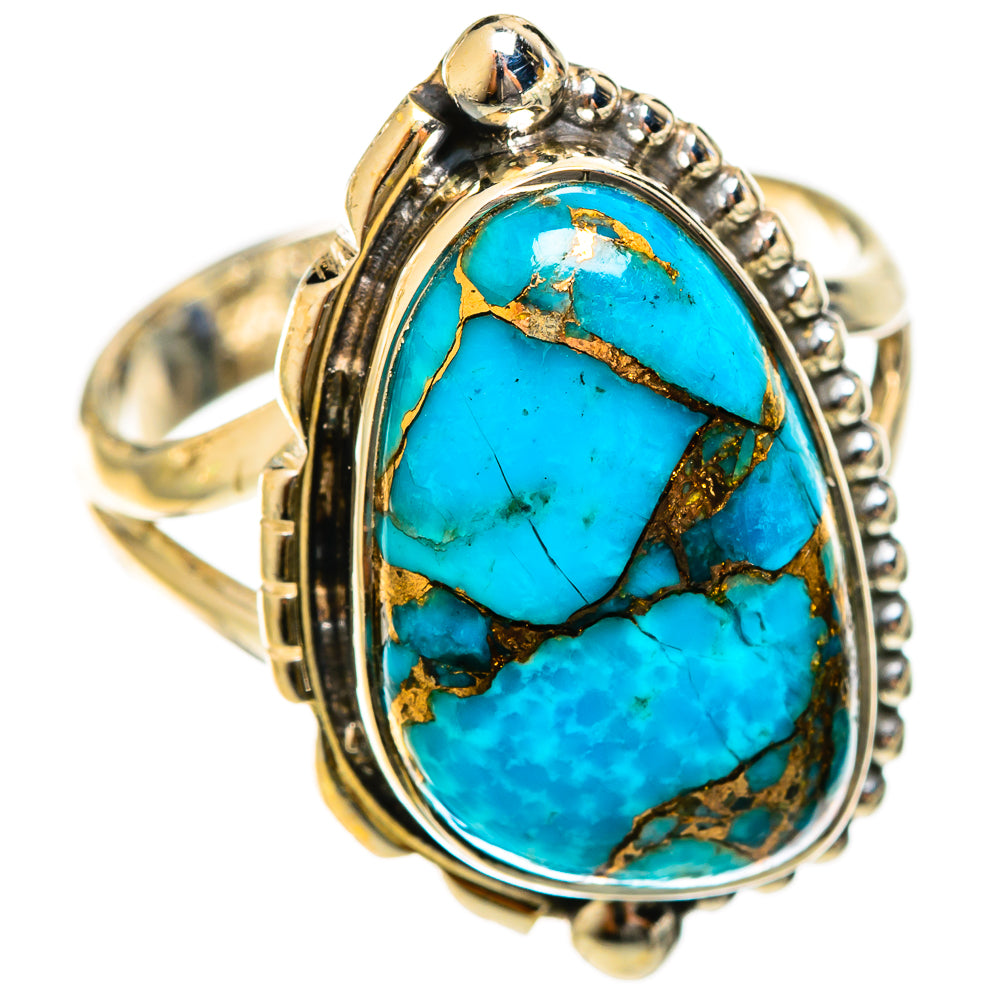 Blue Copper Composite Turquoise Rings handcrafted by Ana Silver Co - RING122282 - Photo 2