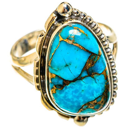 Blue Copper Composite Turquoise Rings handcrafted by Ana Silver Co - RING122282 - Photo 2