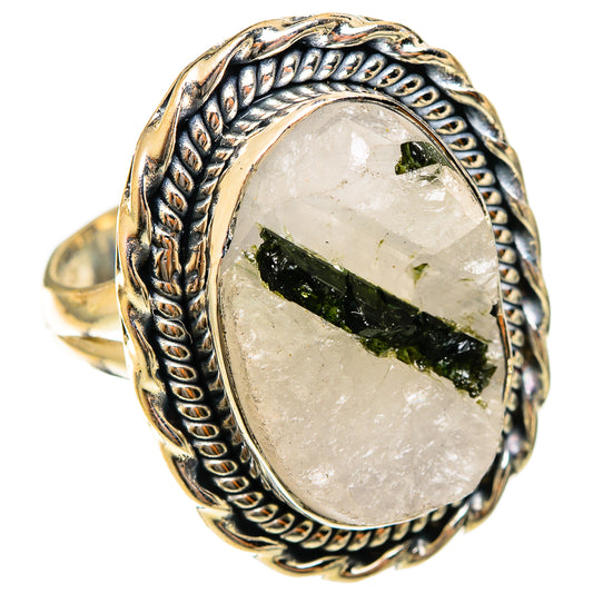 Green Tourmaline In Quartz Rings handcrafted by Ana Silver Co - RING122286 - Photo 2