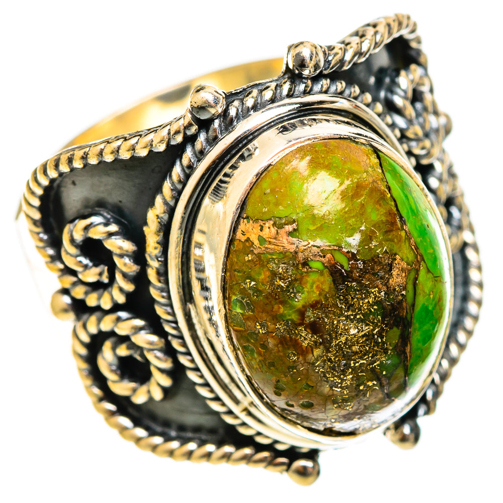 Green Copper Composite Turquoise Rings handcrafted by Ana Silver Co - RING122287 - Photo 2