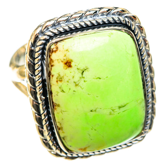 Lemon Chrysoprase Rings handcrafted by Ana Silver Co - RING122290 - Photo 2