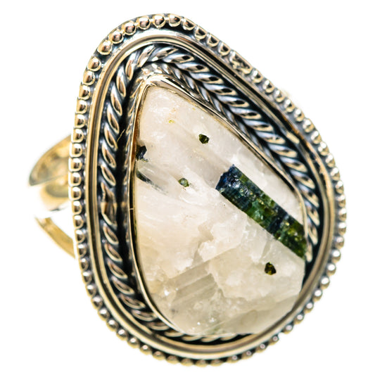 Green Tourmaline In Quartz Rings handcrafted by Ana Silver Co - RING122291 - Photo 2