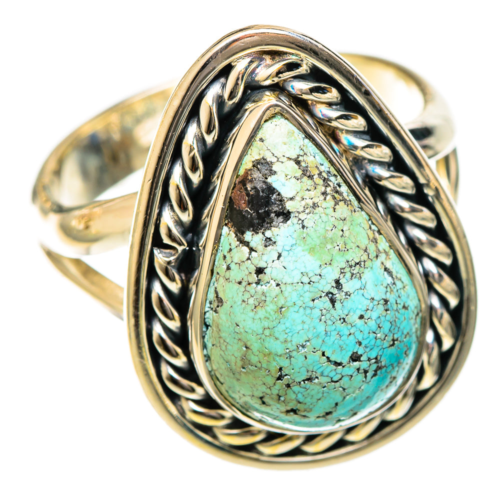 Tibetan Turquoise Rings handcrafted by Ana Silver Co - RING122299 - Photo 2