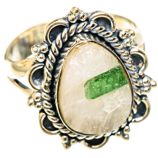 Green Tourmaline In Quartz Rings handcrafted by Ana Silver Co - RING122311 - Photo 2