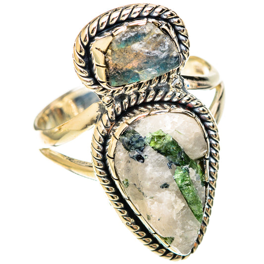 Green Tourmaline In Quartz Rings handcrafted by Ana Silver Co - RING122328 - Photo 2