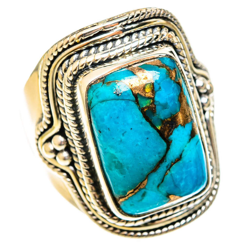 Blue Copper Composite Turquoise Rings handcrafted by Ana Silver Co - RING122342 - Photo 2