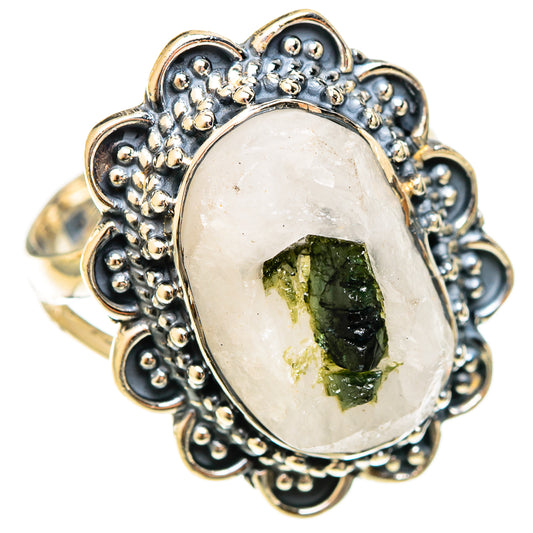 Green Tourmaline In Quartz Rings handcrafted by Ana Silver Co - RING122382 - Photo 2