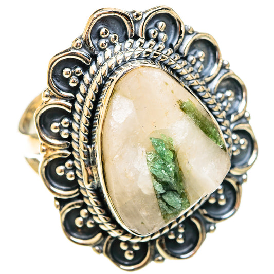 Green Tourmaline In Quartz Rings handcrafted by Ana Silver Co - RING122402 - Photo 2