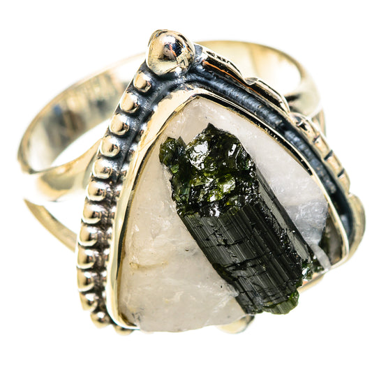 Green Tourmaline In Quartz Rings handcrafted by Ana Silver Co - RING122429 - Photo 2