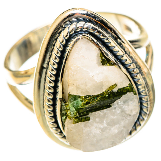 Green Tourmaline In Quartz Rings handcrafted by Ana Silver Co - RING122441 - Photo 2