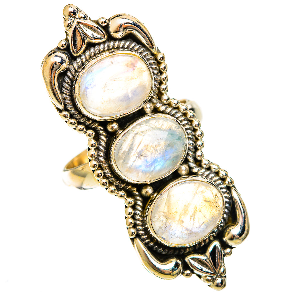 Rainbow Moonstone Rings handcrafted by Ana Silver Co - RING122459 - Photo 2