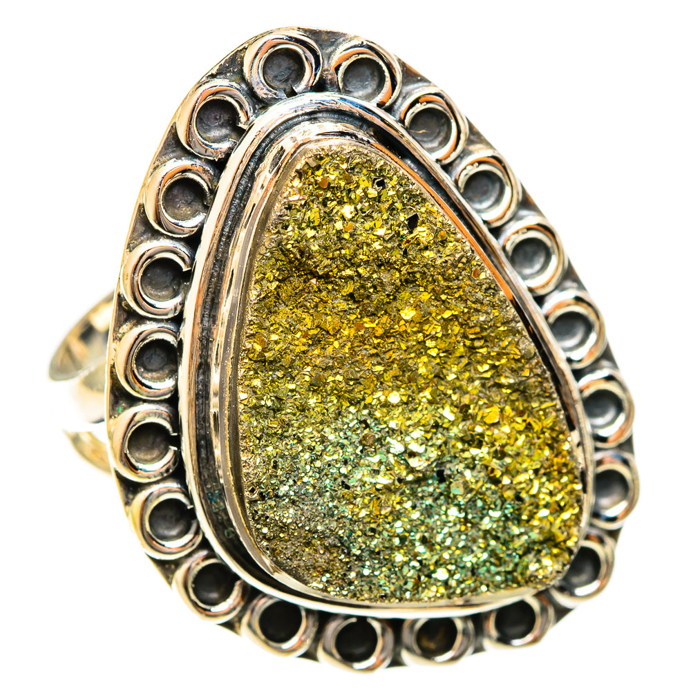 Spectro Pyrite Druzy Rings handcrafted by Ana Silver Co - RING122491 - Photo 2