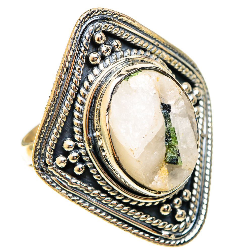 Green Tourmaline In Quartz Rings handcrafted by Ana Silver Co - RING122495 - Photo 2