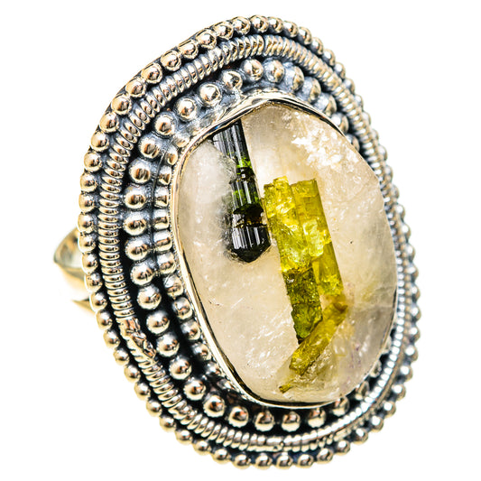 Green Tourmaline In Quartz Rings handcrafted by Ana Silver Co - RING122518 - Photo 2