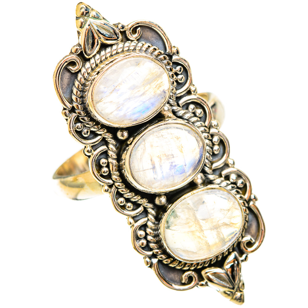 Rainbow Moonstone Rings handcrafted by Ana Silver Co - RING122530 - Photo 2