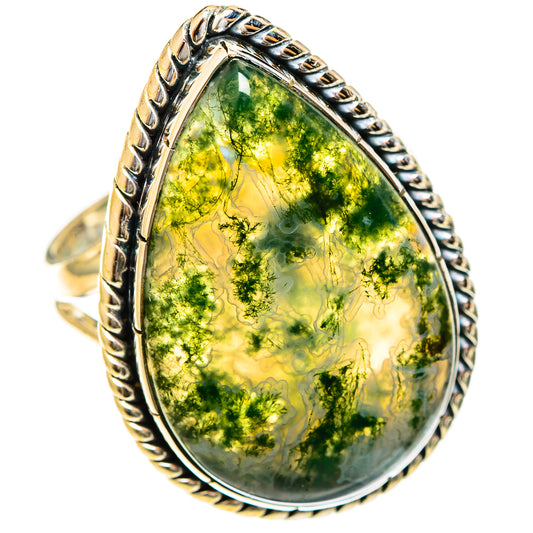 Green Moss Agate Rings handcrafted by Ana Silver Co - RING122537 - Photo 2