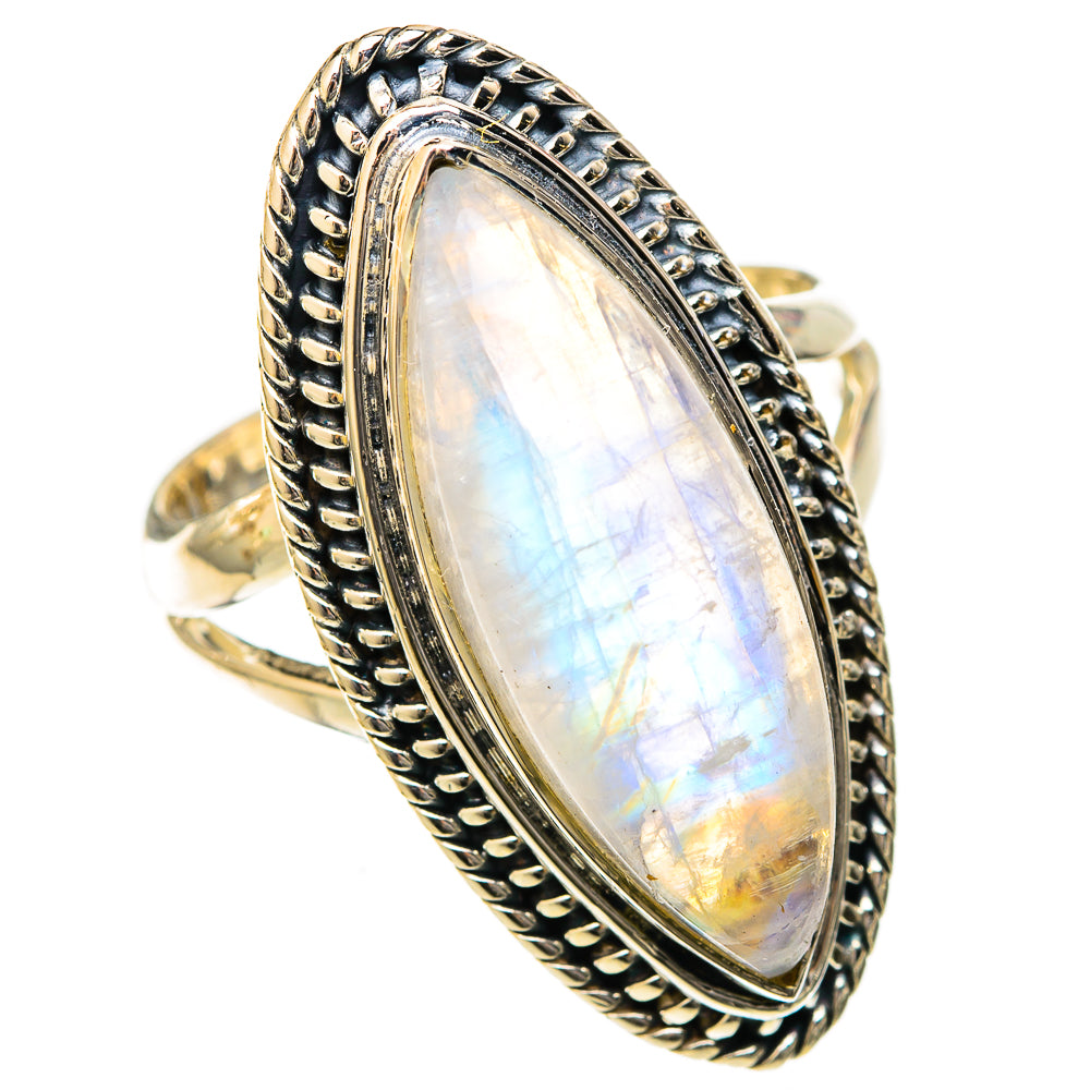 Rainbow Moonstone Rings handcrafted by Ana Silver Co - RING122575 - Photo 2