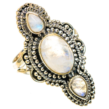 Rainbow Moonstone Rings handcrafted by Ana Silver Co - RING122596 - Photo 2