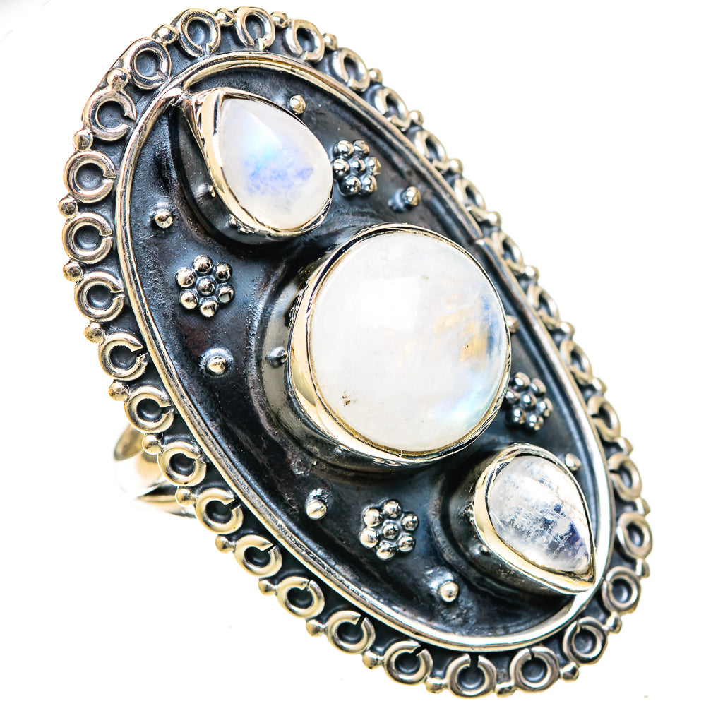 Rainbow Moonstone Rings handcrafted by Ana Silver Co - RING122597 - Photo 2