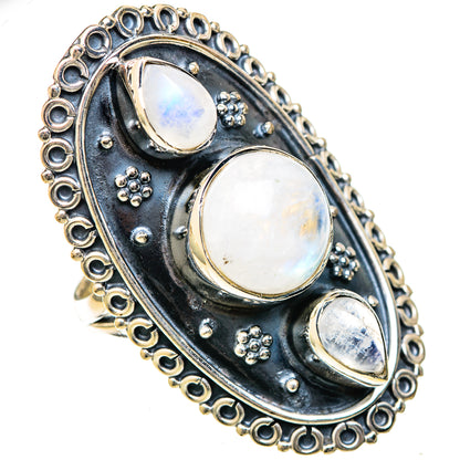 Rainbow Moonstone Rings handcrafted by Ana Silver Co - RING122597 - Photo 2