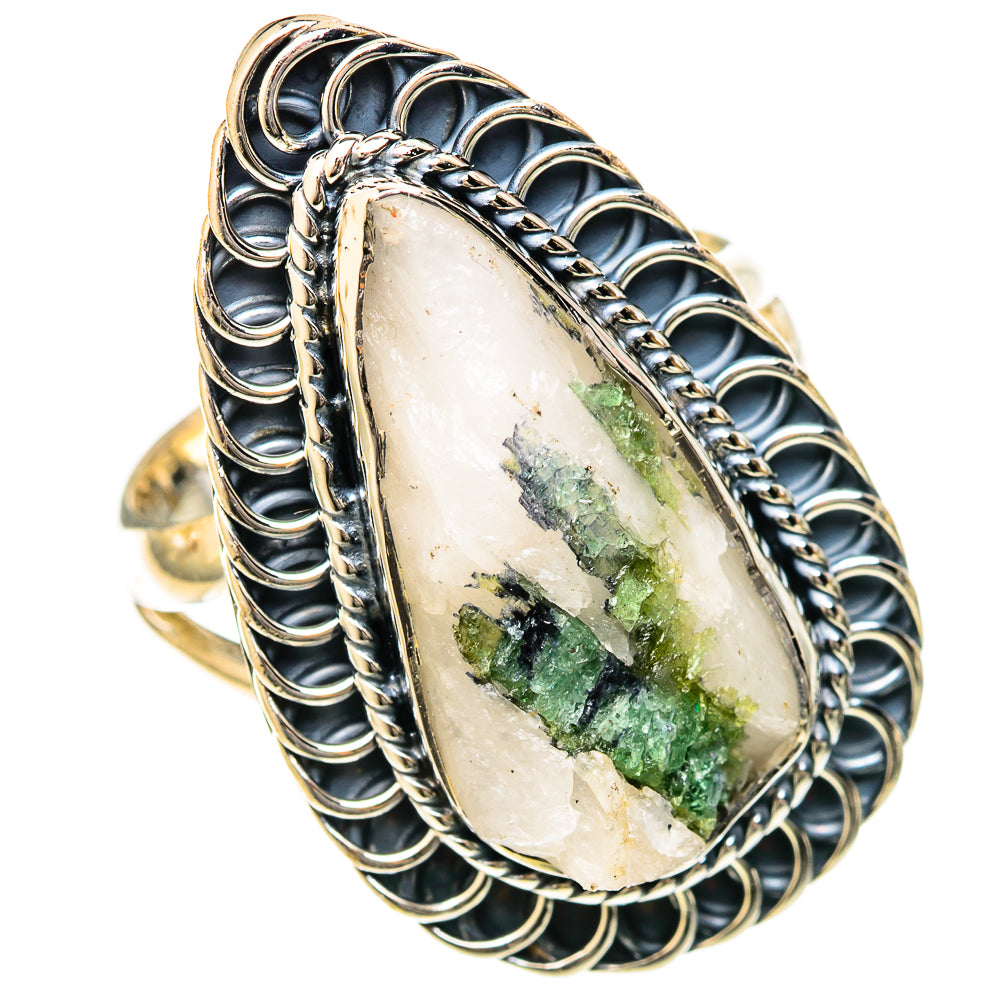Green Tourmaline In Quartz Rings handcrafted by Ana Silver Co - RING122620 - Photo 2